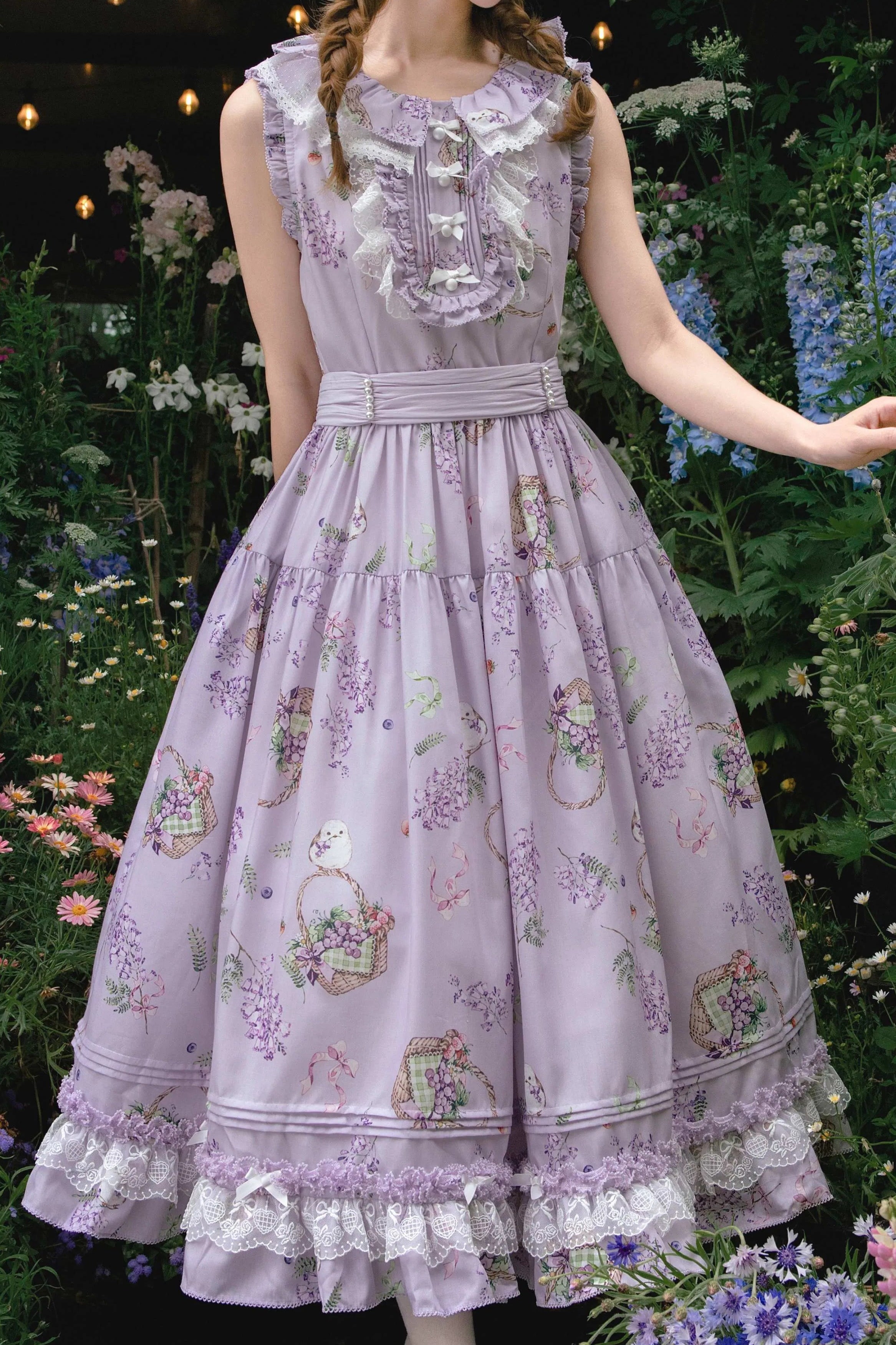 (Deposit) Jacaranda and Fruit Basket Spring Floral Lolita CLA Dress Daily Commuter New Arrival