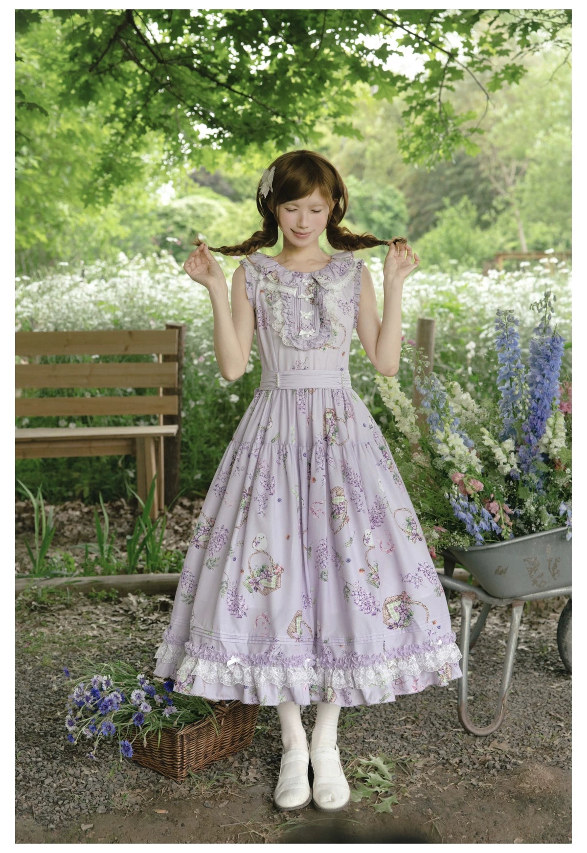 (Deposit) Jacaranda and Fruit Basket Spring Floral Lolita CLA Dress Daily Commuter New Arrival