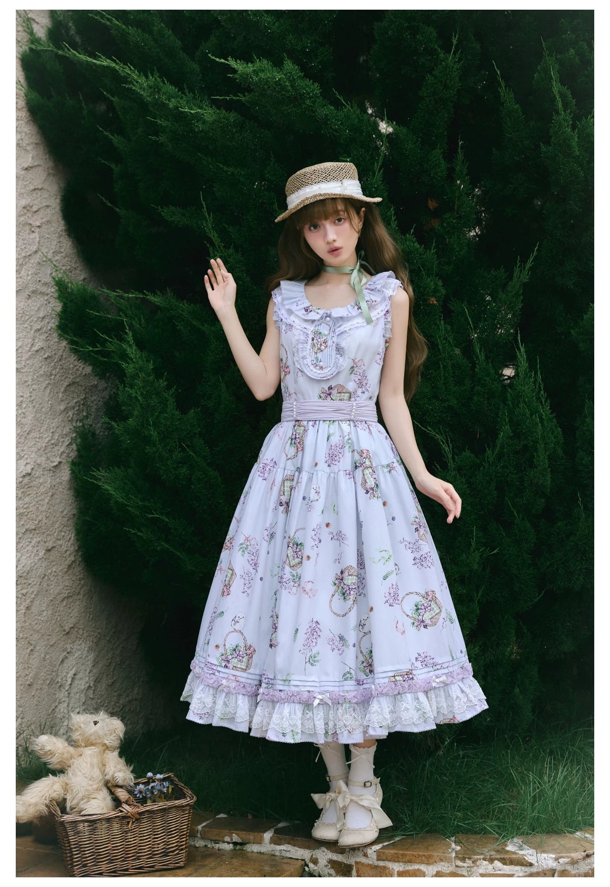 (Deposit) Jacaranda and Fruit Basket Spring Floral Lolita CLA Dress Daily Commuter New Arrival