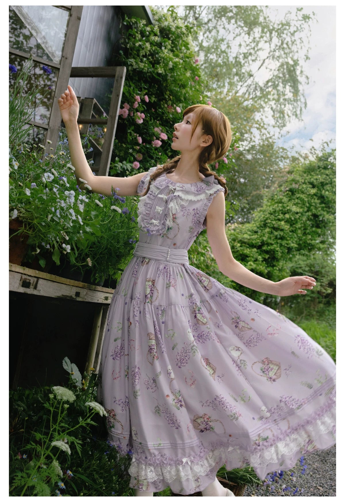 (Deposit) Jacaranda and Fruit Basket Spring Floral Lolita CLA Dress Daily Commuter New Arrival