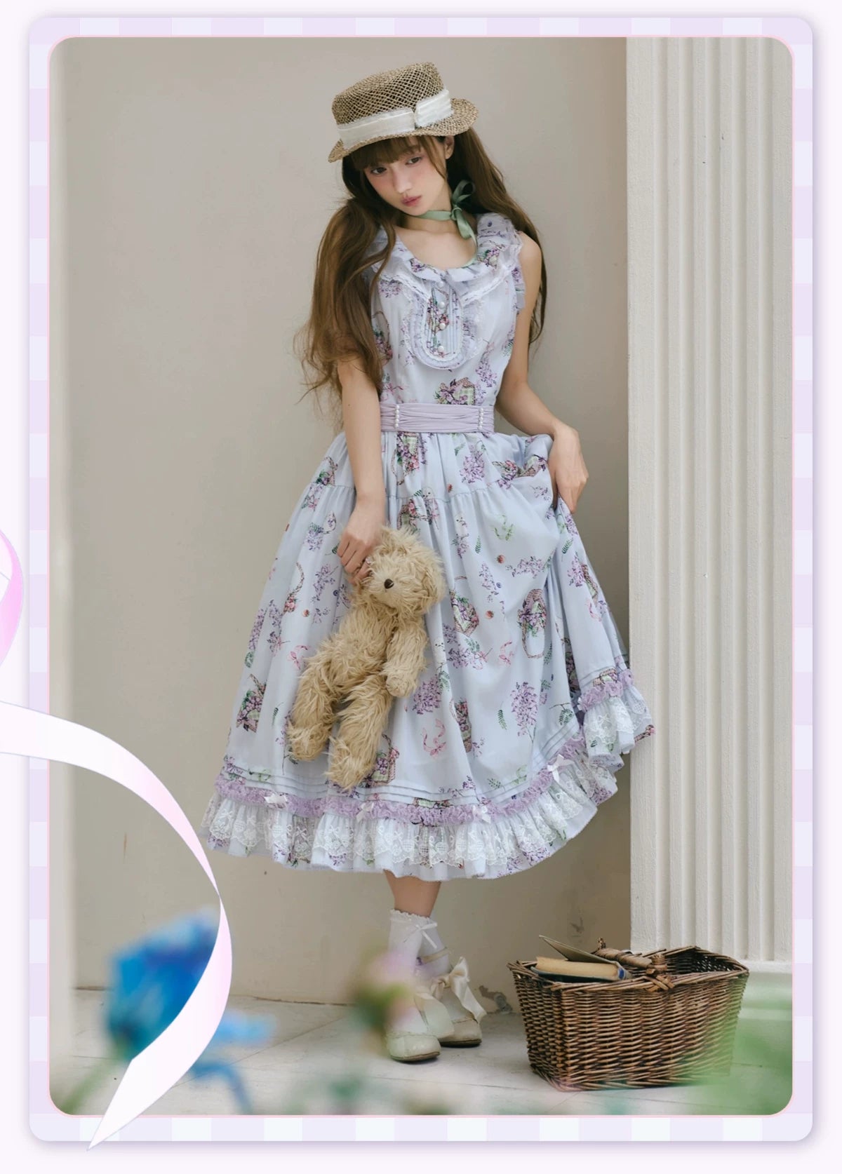 (Deposit) Jacaranda and Fruit Basket Spring Floral Lolita CLA Dress Daily Commuter New Arrival