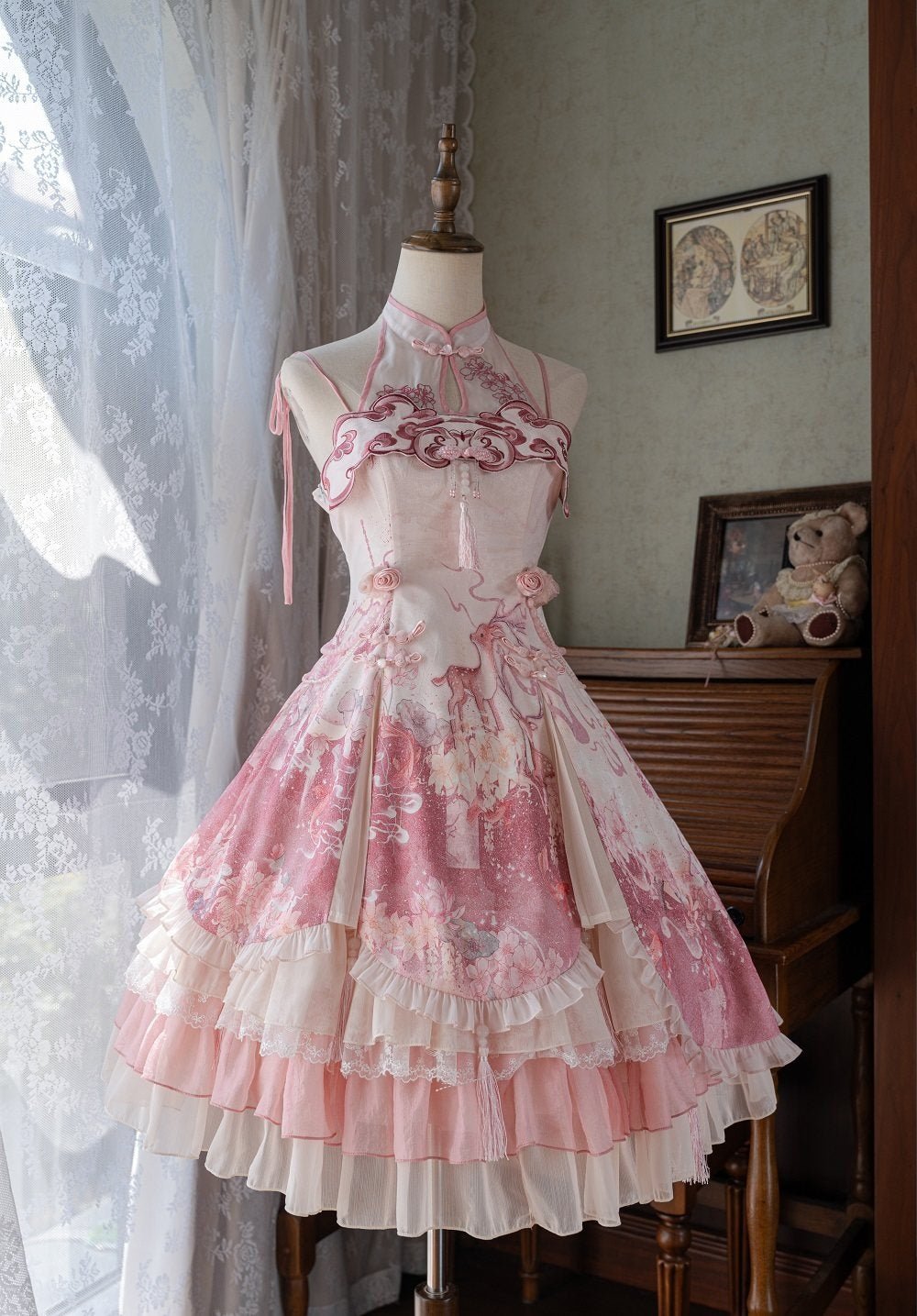 Flower Banquet Chinese Style Lolita Pink JSK 1229 - LolitaEraPink SetSFlower Banquet Chinese Style Lolita Pink JSK 1229