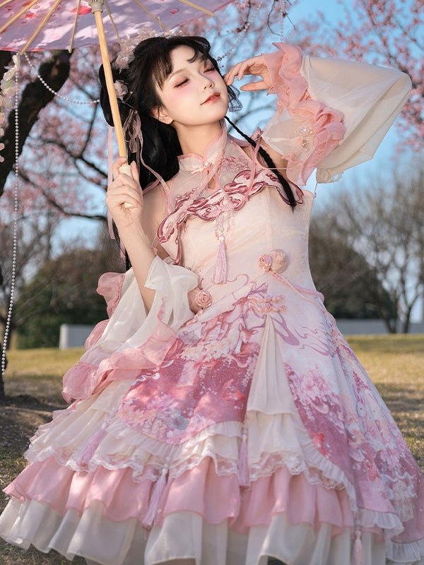 Flower Banquet Chinese Style Lolita Pink JSK 1229 - LolitaEraPink SetSFlower Banquet Chinese Style Lolita Pink JSK 1229