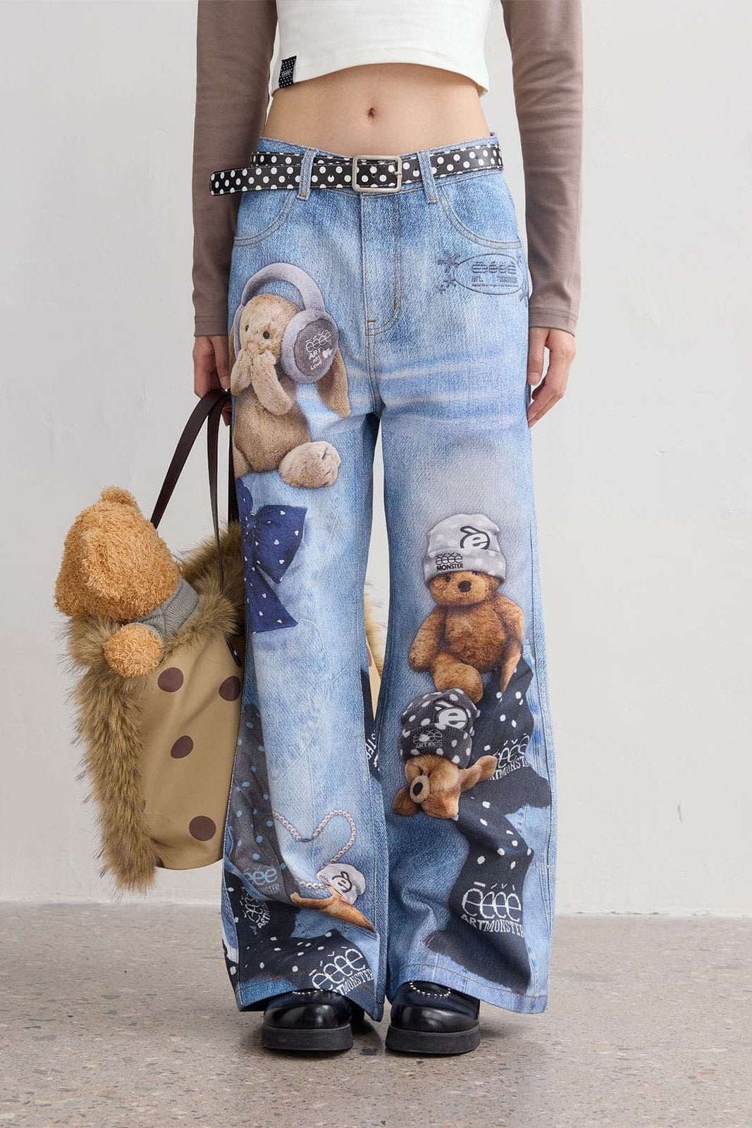 Fluffy Dreamland Toy Print Lolita Denim Jeans - LolitaEraBlue JeansXSFluffy Dreamland Toy Print Lolita Denim Jeans