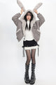 Foggy Grey Snow Rabbit Bomber Jacket - LolitaEraGraySFoggy Grey Snow Rabbit Bomber Jacket