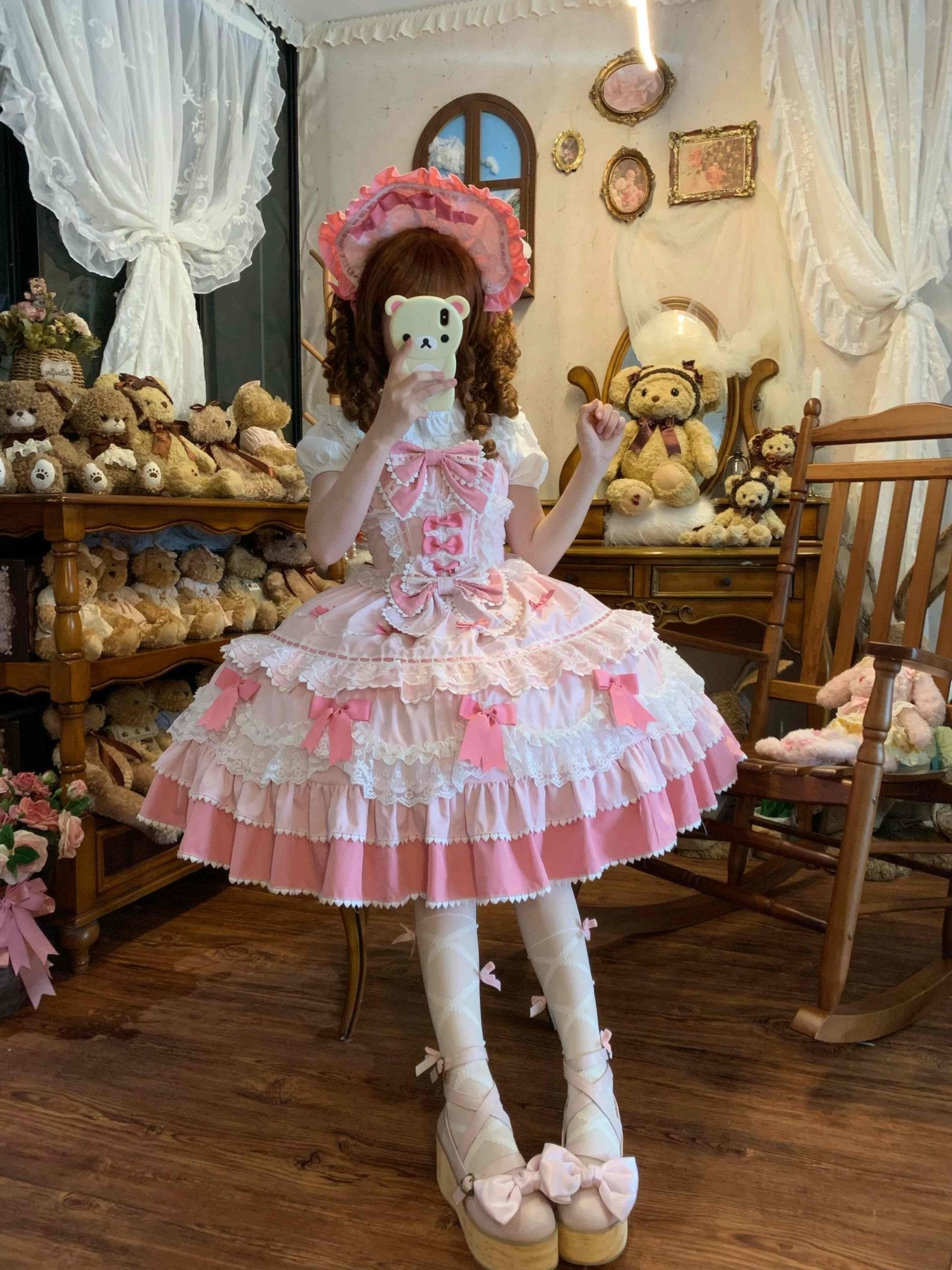Fondant Cake Lolita Pink JSK Dress - LolitaEraPink JSKSFondant Cake Lolita Pink JSK Dress