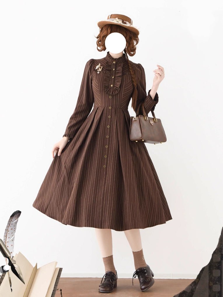 Forest Castle Vintage Brown Dress 1277 - LolitaEraBlack VestSForest Castle Vintage Brown Dress 1277