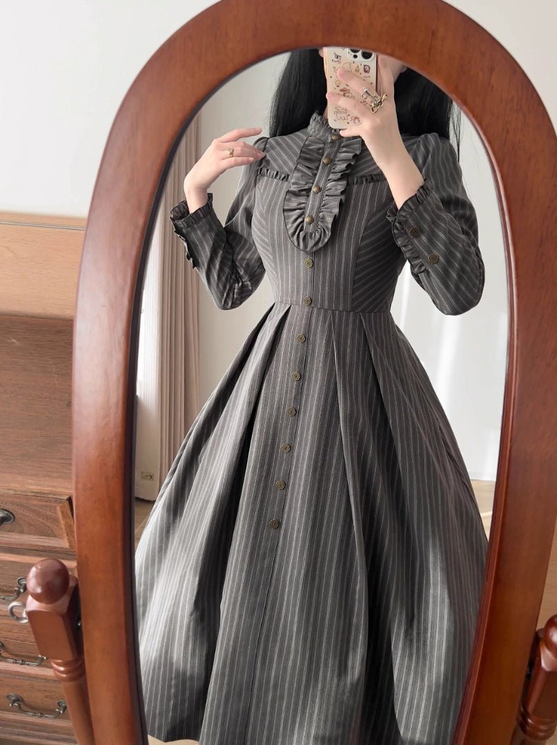 Forest Castle Vintage Gray Dress 1276 - LolitaEraBlack VestSForest Castle Vintage Gray Dress 1276