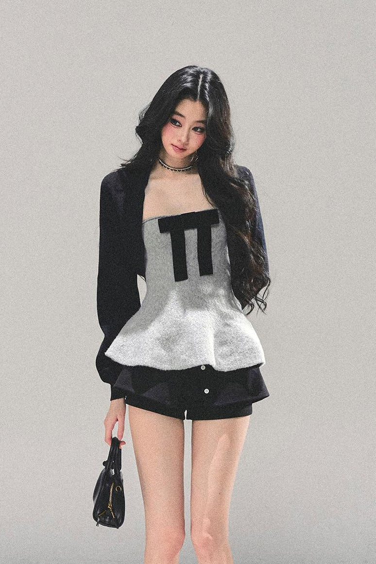 French Princess Two - Piece Winter Top & Shawl Set LE1160 - LolitaEraBlack topSFrench Princess Two - Piece Winter Top & Shawl Set LE1160