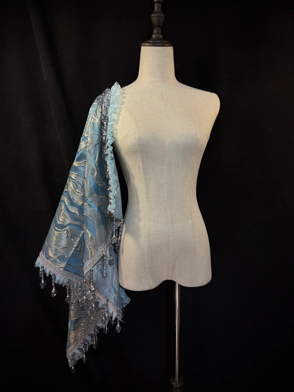 Frosted Aquamarine Dark Gothic Prince Lolita Shawl and Shirt Set - LolitaEra