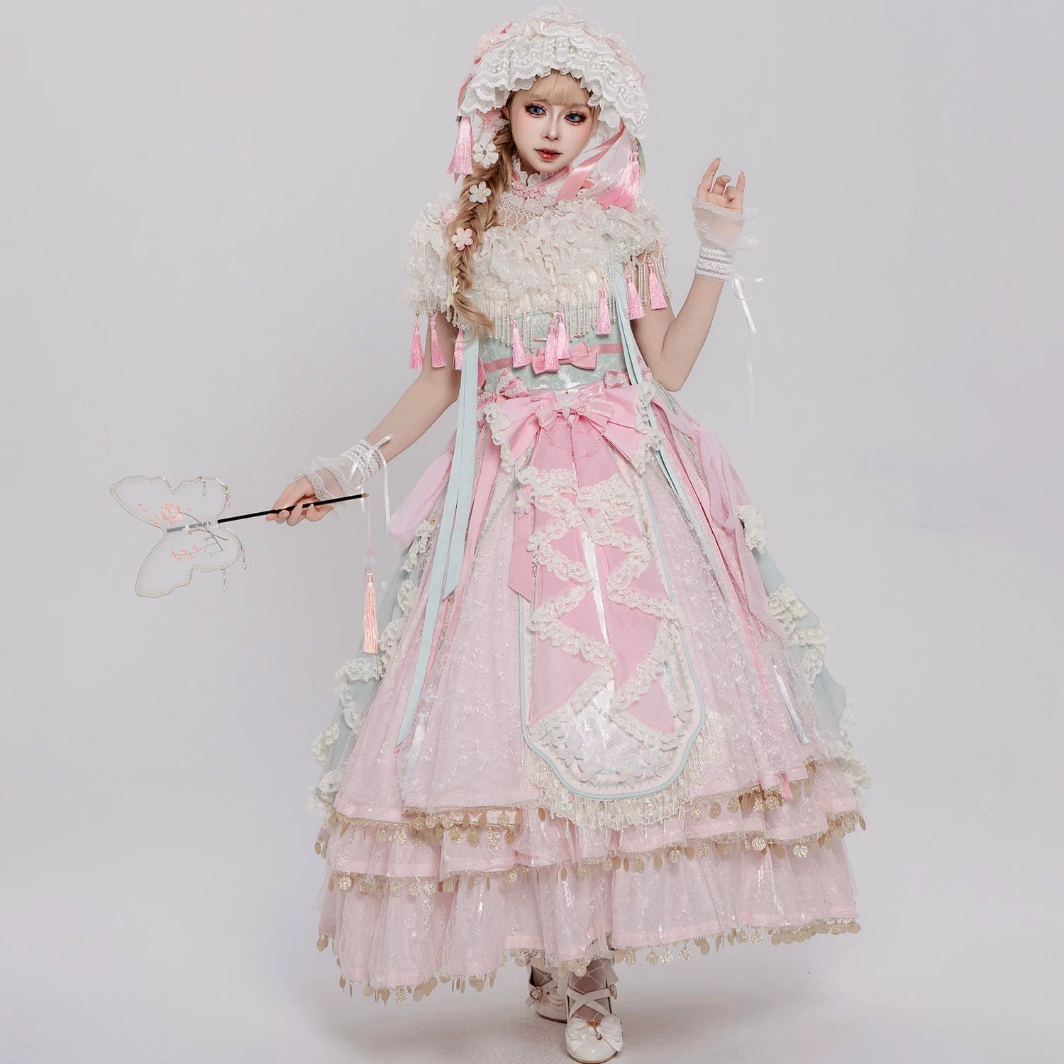 【长款现货掉落】芙蓉花旦中华风Lolita少女JSK粉色lo国风连衣裙