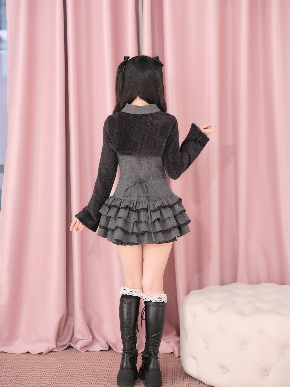 Furry Japanese Style Mass Produced Crop Top & Dress Set - LolitaEra
