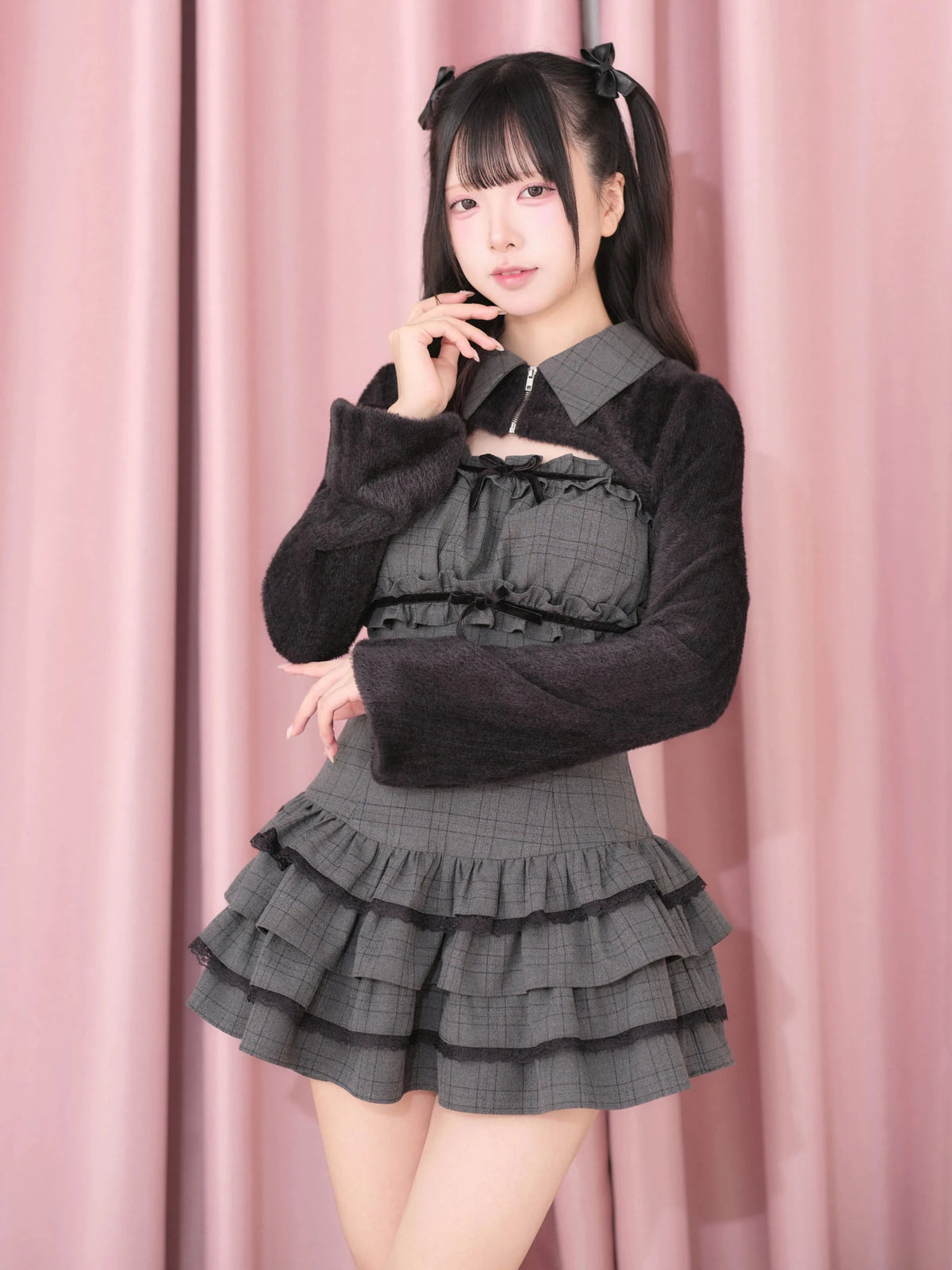 Furry Japanese Style Mass Produced Crop Top & Dress Set - LolitaEra