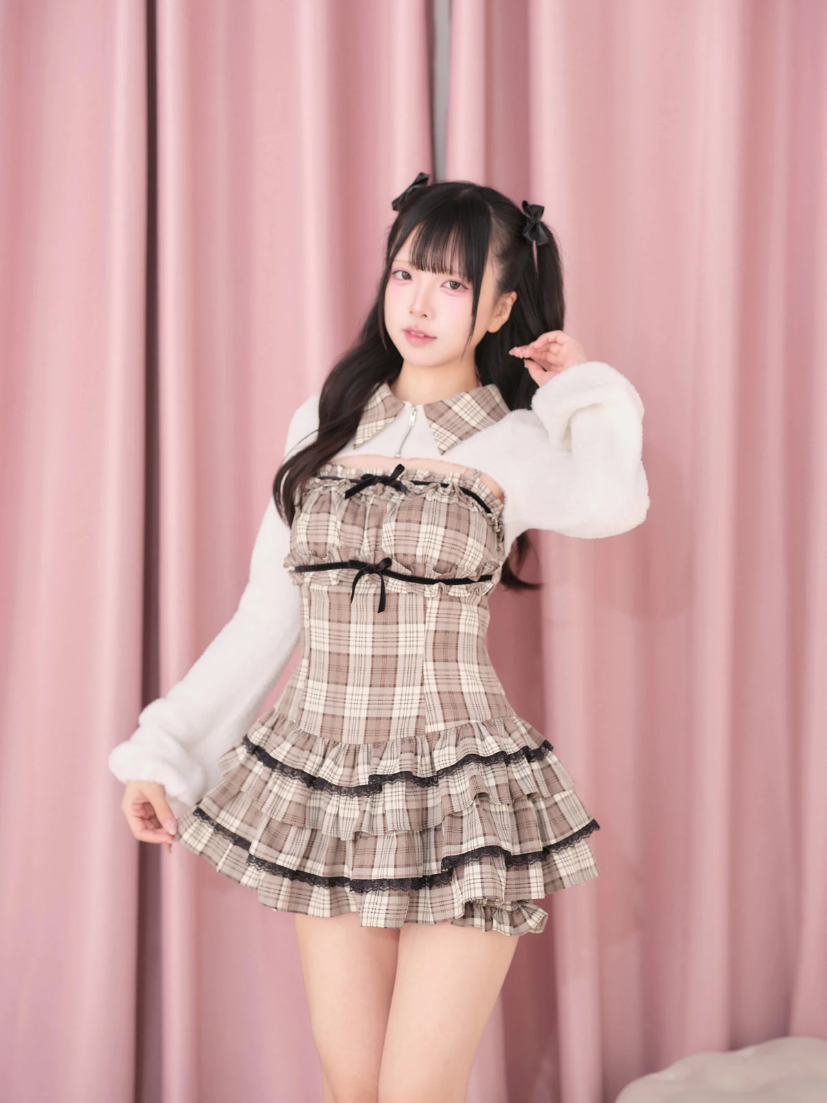 Furry Japanese Style Mass Produced Crop Top & Dress Set - LolitaEra