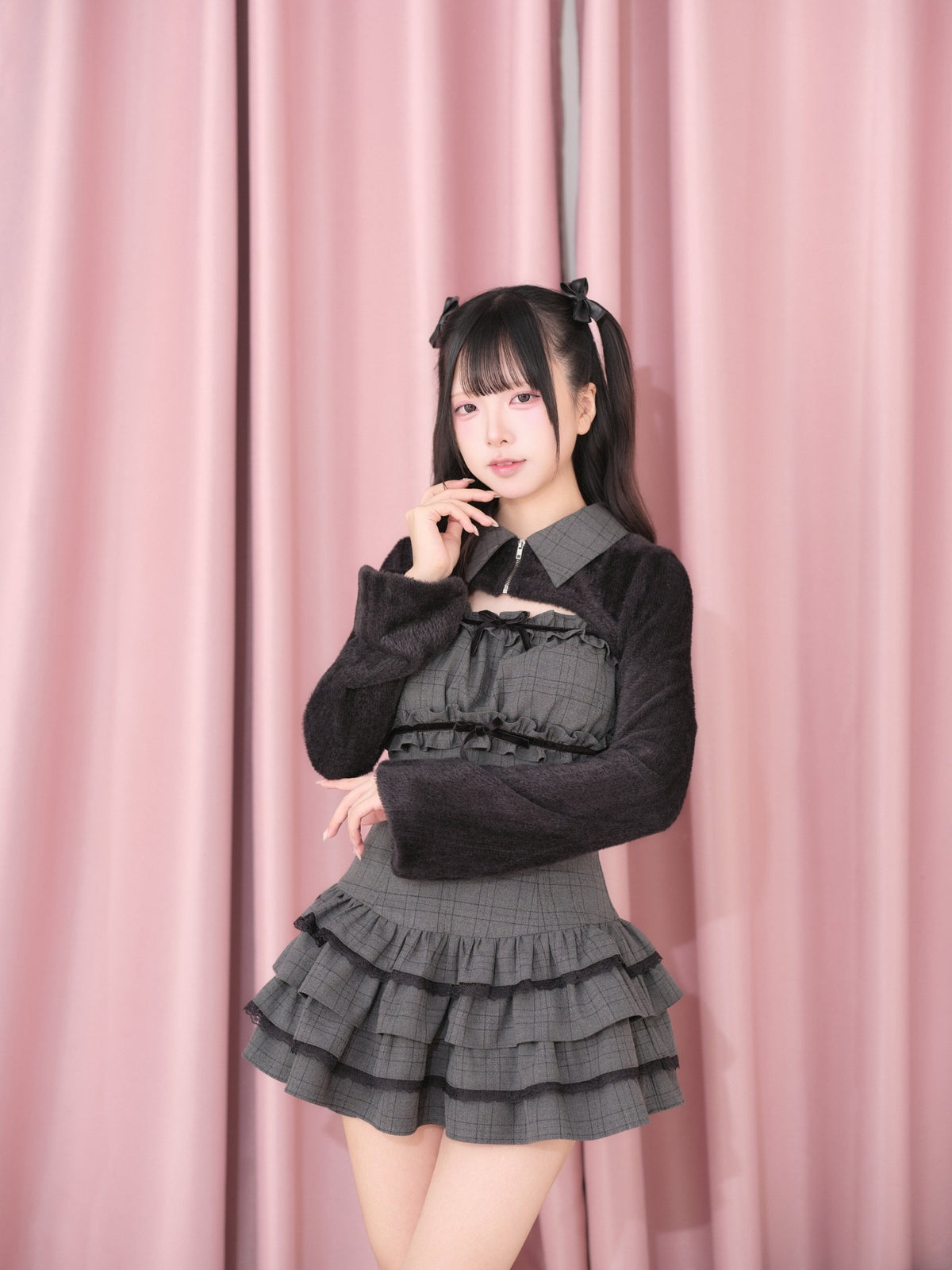 Furry Japanese Style Mass Produced Crop Top & Dress Set - LolitaEra