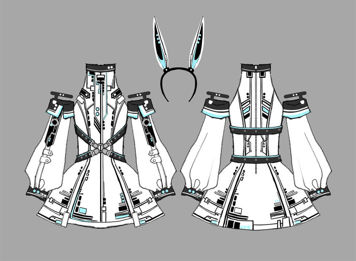 Future Mecha Girl Cyberpunk Bunny Ear Lolita Set - LolitaEraFull SetSFuture Mecha Girl Cyberpunk Bunny Ear Lolita Set