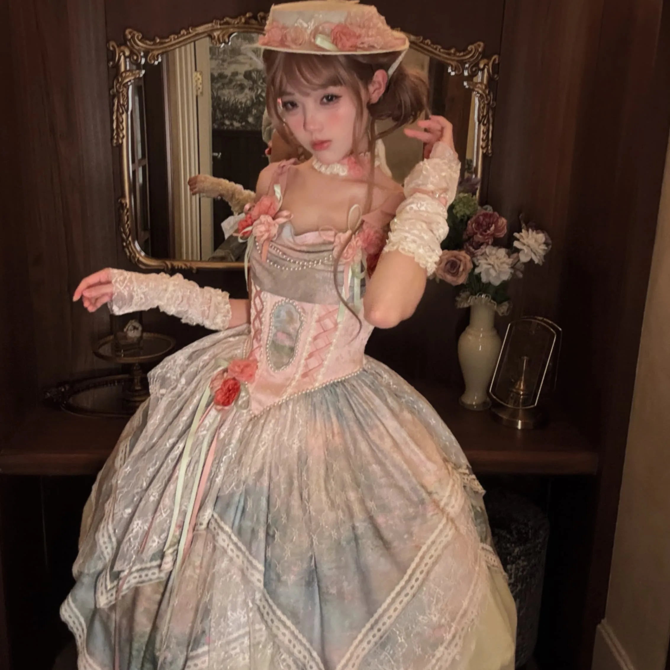Sweet Dream Box [Flower Field Collection In-Stock Drop] Gentle Elegant Oil Painting Style Pastoral Irregular Lolita Dress