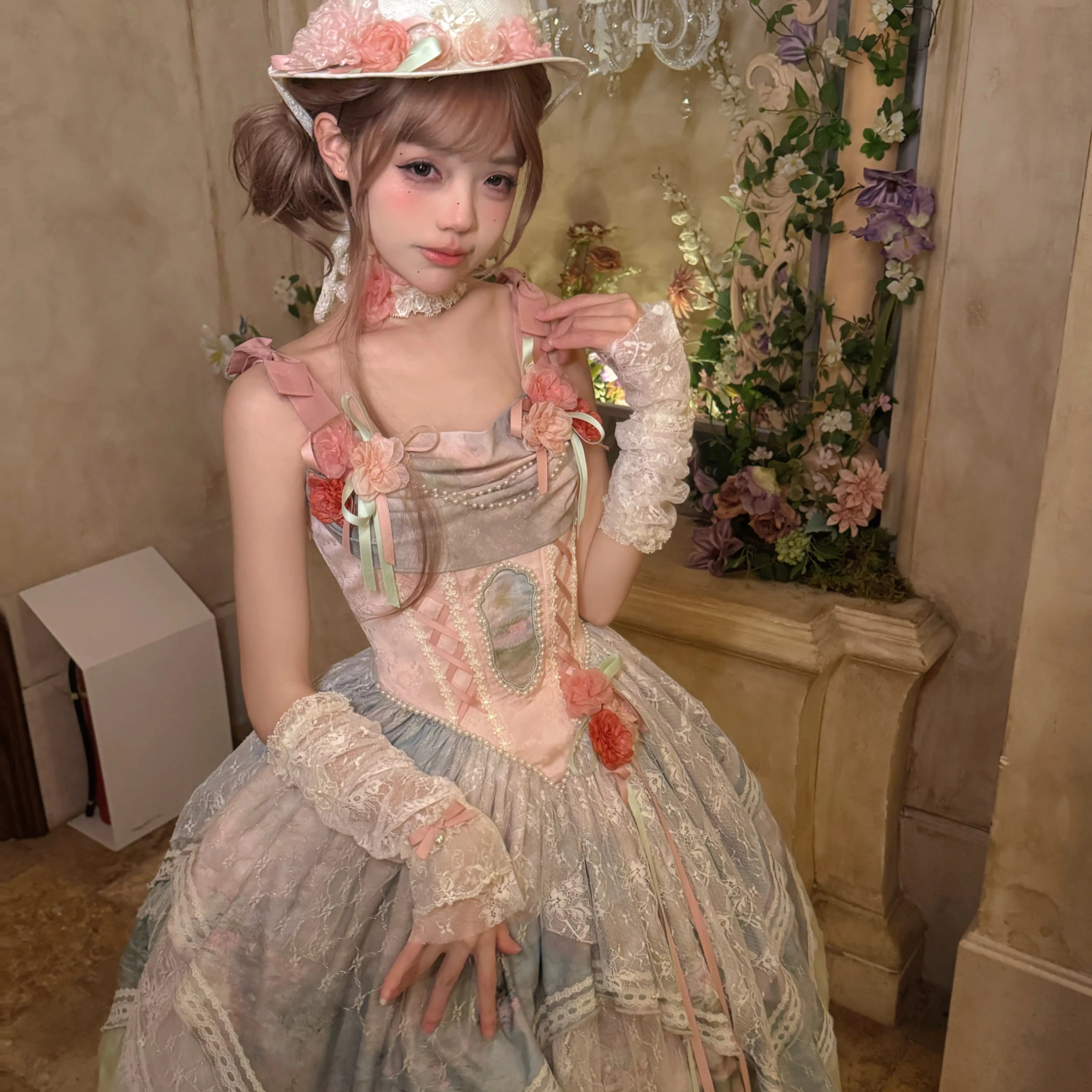 Sweet Dream Box [Flower Field Collection In-Stock Drop] Gentle Elegant Oil Painting Style Pastoral Irregular Lolita Dress