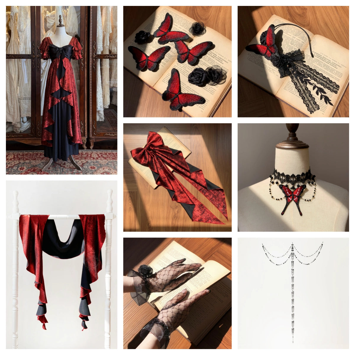 Night Banquet Butterfly Shadow Classic Empire Waist Lolita OP Dress