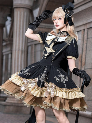 Gilded Oath Lolita Short Sleeve OP Dress 1236 - LolitaEraDress+ShawlSGilded Oath Lolita Short Sleeve OP Dress 1236
