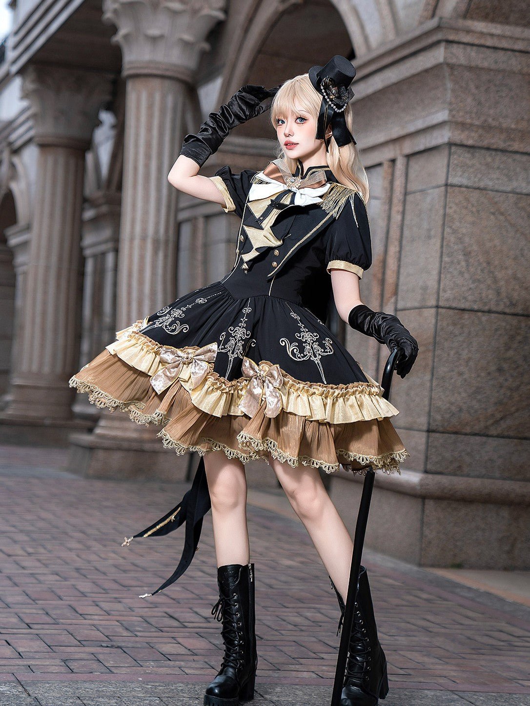 Gilded Oath Lolita Short Sleeve OP Dress 1236 - LolitaEraDressSGilded Oath Lolita Short Sleeve OP Dress 1236