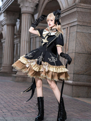 Gilded Oath Lolita Short Sleeve OP Dress 1236 - LolitaEraDressSGilded Oath Lolita Short Sleeve OP Dress 1236