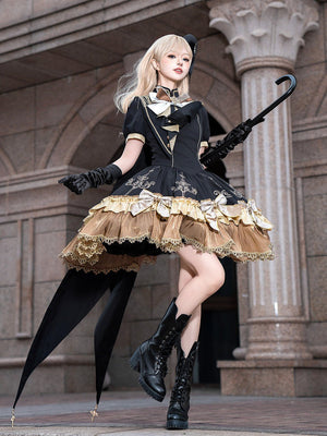 Gilded Oath Lolita Short Sleeve OP Dress 1236 - LolitaEraDressSGilded Oath Lolita Short Sleeve OP Dress 1236