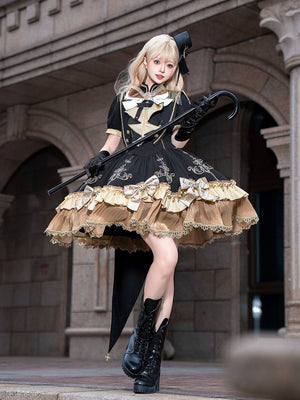 Gilded Oath Lolita Short Sleeve OP Dress 1236 - LolitaEraDressSGilded Oath Lolita Short Sleeve OP Dress 1236