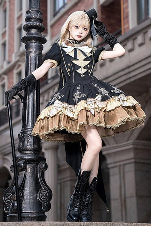 Gilded Oath Lolita Short Sleeve OP Dress 1236 - LolitaEraDressSGilded Oath Lolita Short Sleeve OP Dress 1236