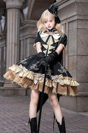 Gilded Oath Lolita Short Sleeve OP Dress 1236 - LolitaEraDressSGilded Oath Lolita Short Sleeve OP Dress 1236