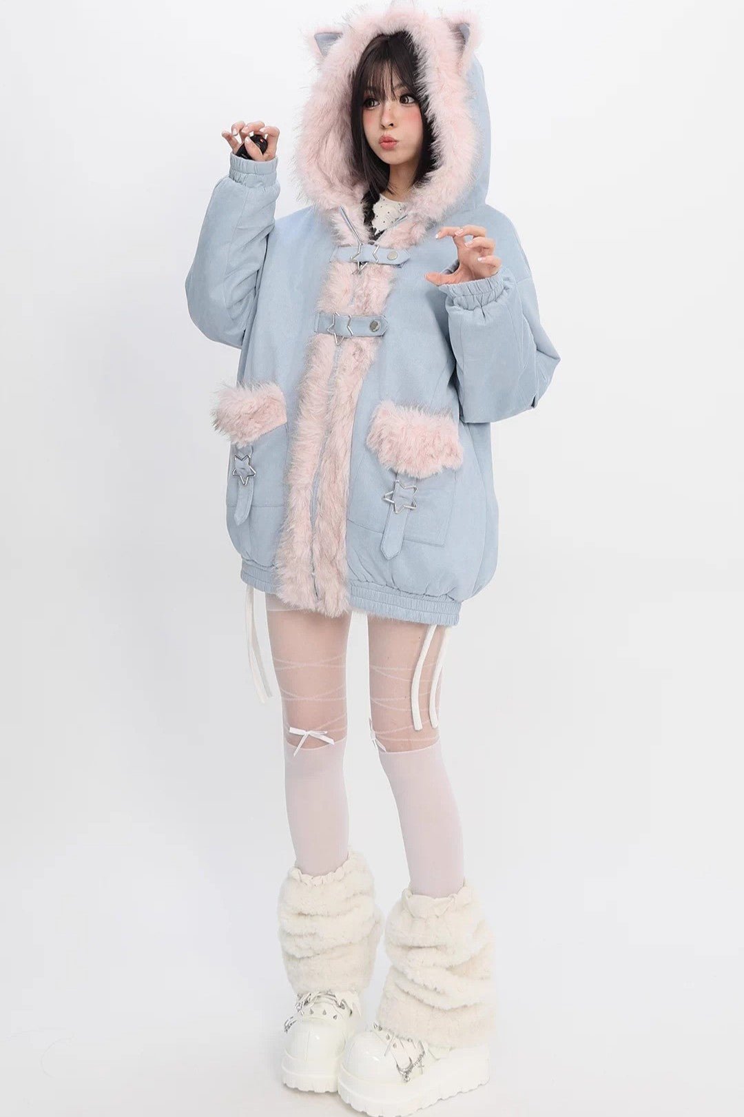 Glacier Cat Encounter Reversible Bomber Jacket - LolitaEraBomber JacketSGlacier Cat Encounter Reversible Bomber Jacket