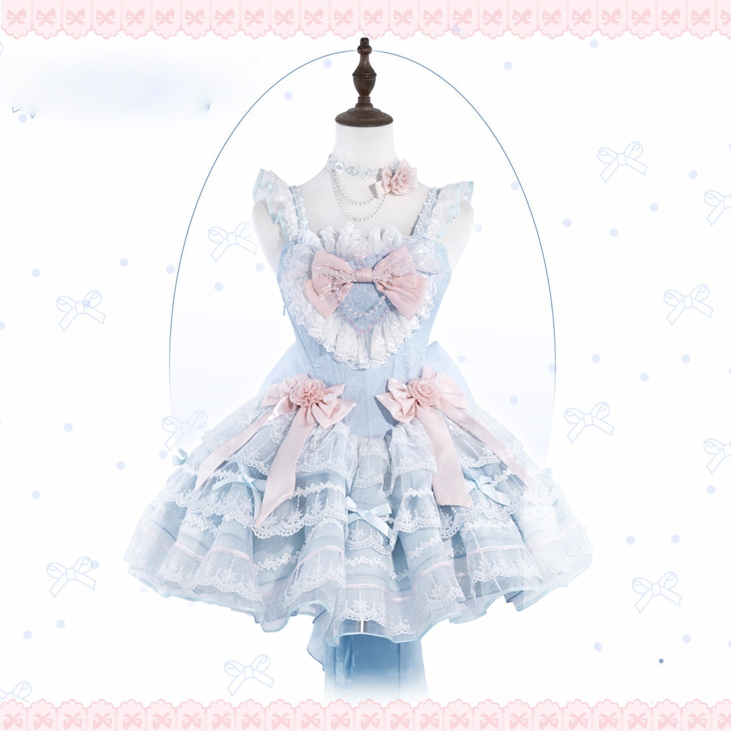 Glass Isle Balletcore Elegant Blue JSK Tiered Dress - LolitaEraBlue JSKSGlass Isle Balletcore Elegant Blue JSK Tiered Dress