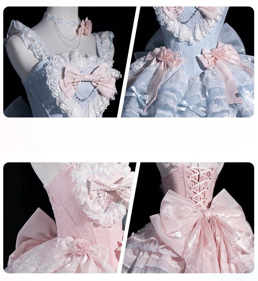 Glass Isle Balletcore Elegant Blue JSK Tiered Dress - LolitaEraBlue JSKSGlass Isle Balletcore Elegant Blue JSK Tiered Dress