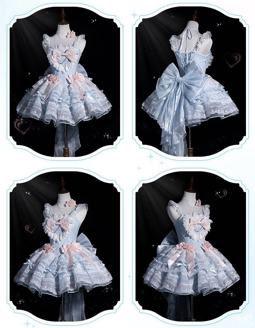Glass Isle Balletcore Elegant Blue JSK Tiered Dress - LolitaEraBlue JSKSGlass Isle Balletcore Elegant Blue JSK Tiered Dress