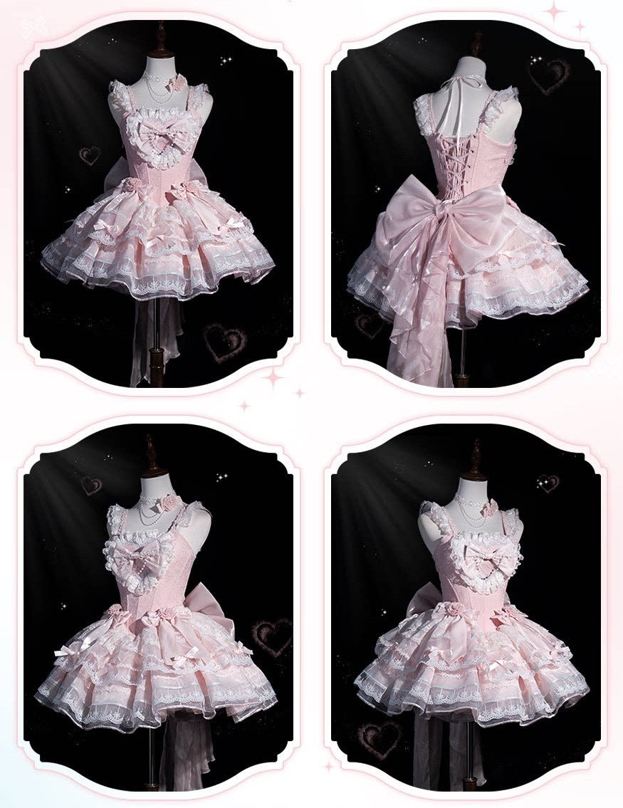 Glass Isle Balletcore Elegant Pink JSK Tiered Dress - LolitaEraPink JSKSGlass Isle Balletcore Elegant Pink JSK Tiered Dress
