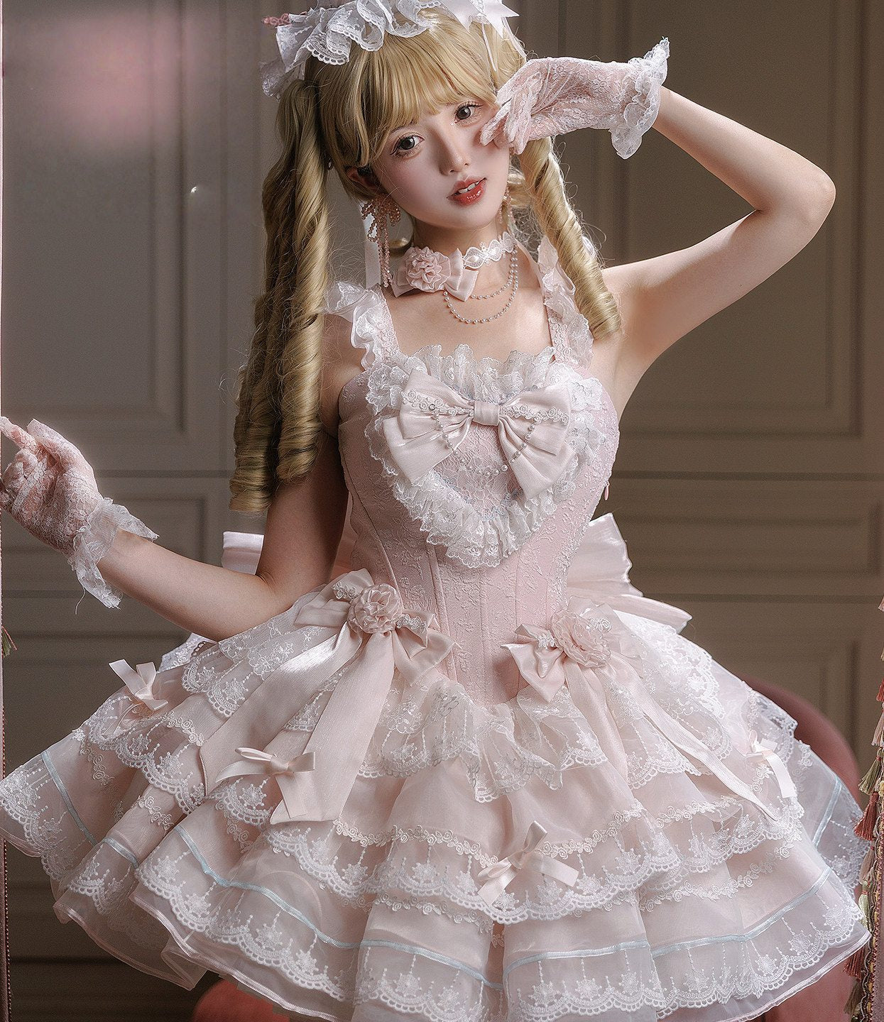 Glass Isle Balletcore Elegant Pink JSK Tiered Dress - LolitaEraPink JSKSGlass Isle Balletcore Elegant Pink JSK Tiered Dress