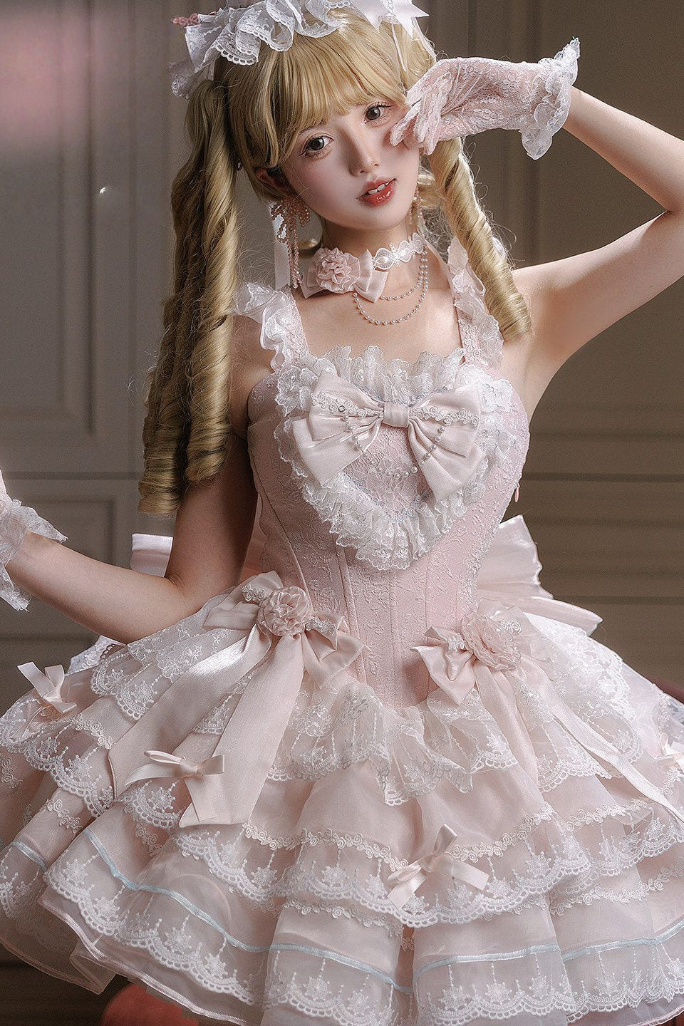 Glass Isle Balletcore Elegant Pink JSK Tiered Dress - LolitaEraPink JSKSGlass Isle Balletcore Elegant Pink JSK Tiered Dress