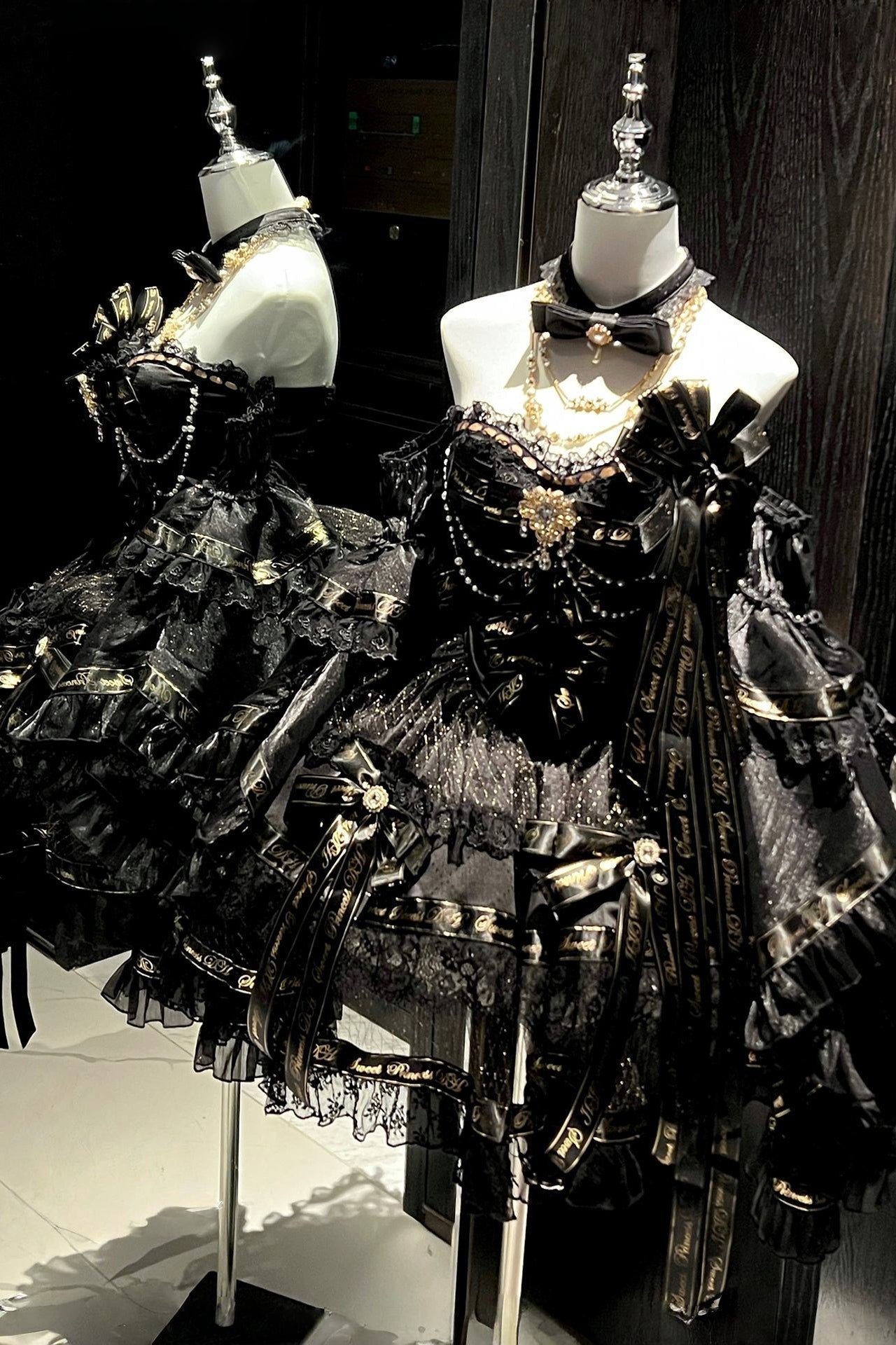 Golden Obsidian Night Black Evening Princess Dress - LolitaEraBlack DressSGolden Obsidian Night Black Evening Princess Dress