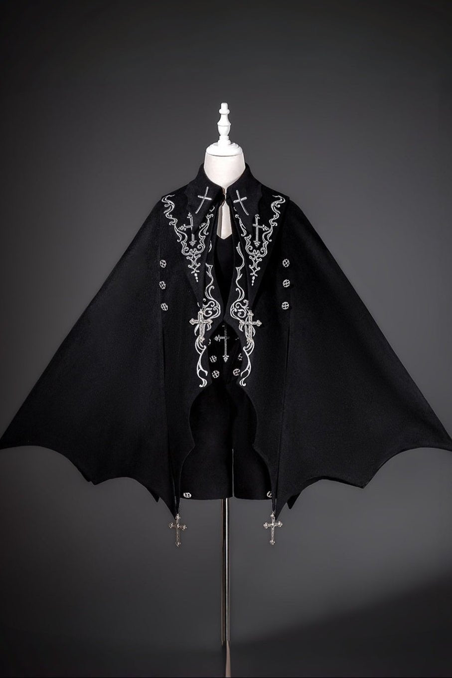 Gothic Bat Cape Shota Knight Prince Set - LolitaEraCape + Top + ShortsSBlackGothic Bat Cape Shota Knight Prince Set