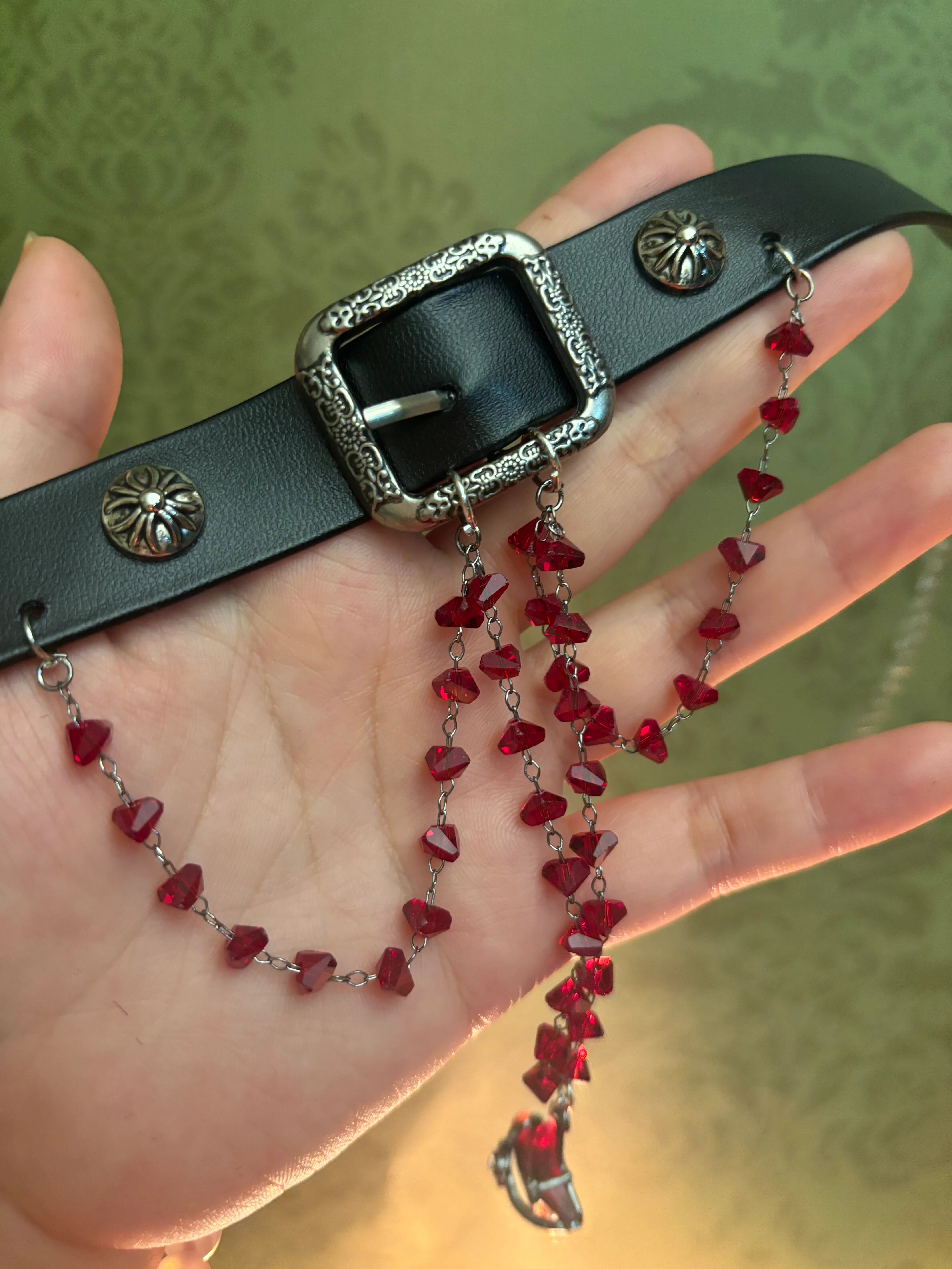 Original Design Gothic Blood Heavy Duty Tassel Choker Necklace