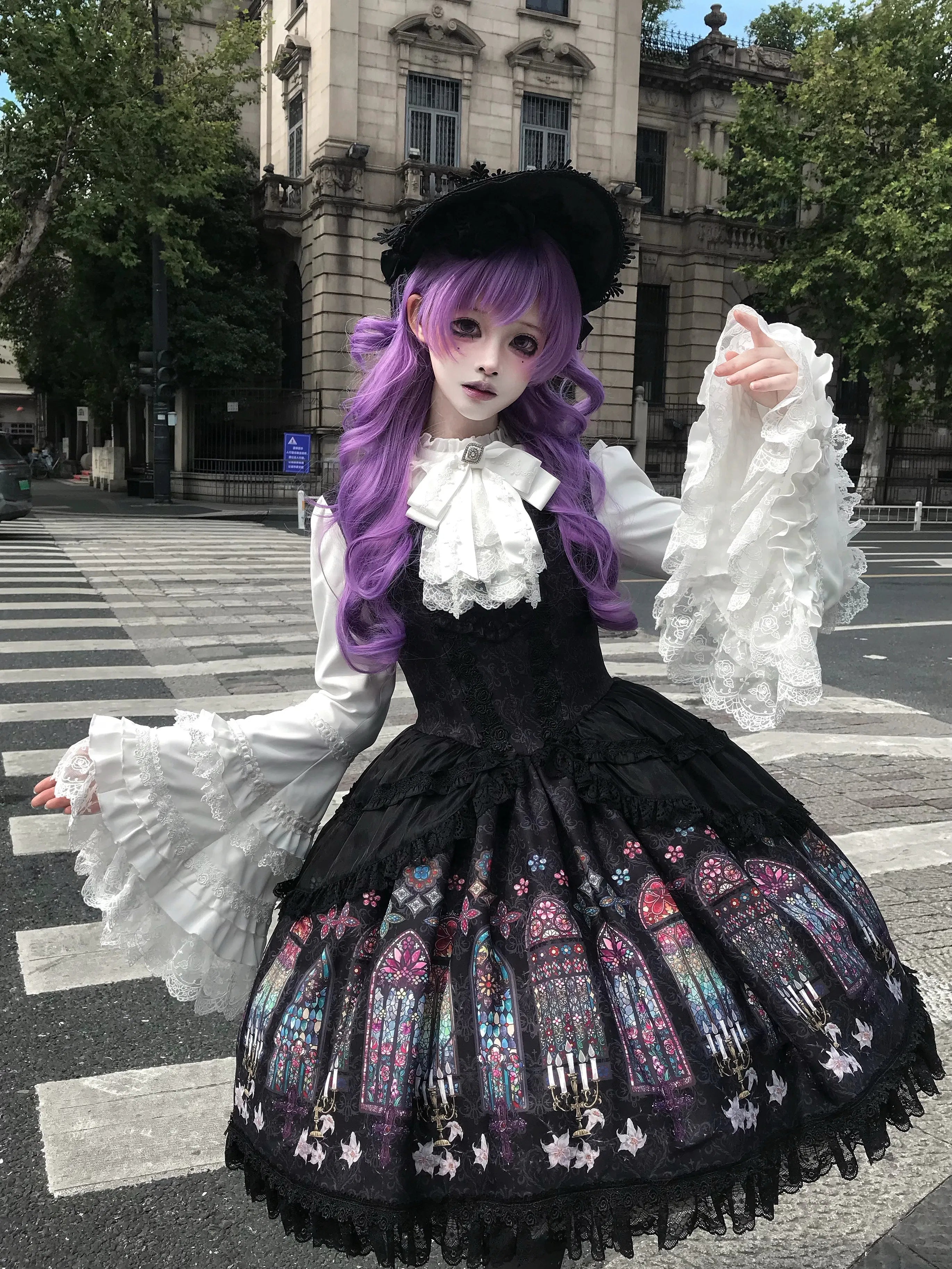 [Deposit] First Generation Witch Original Dark Gothic Stained Glass Cathedral JSK Lolita Dress with Princess Sleeves