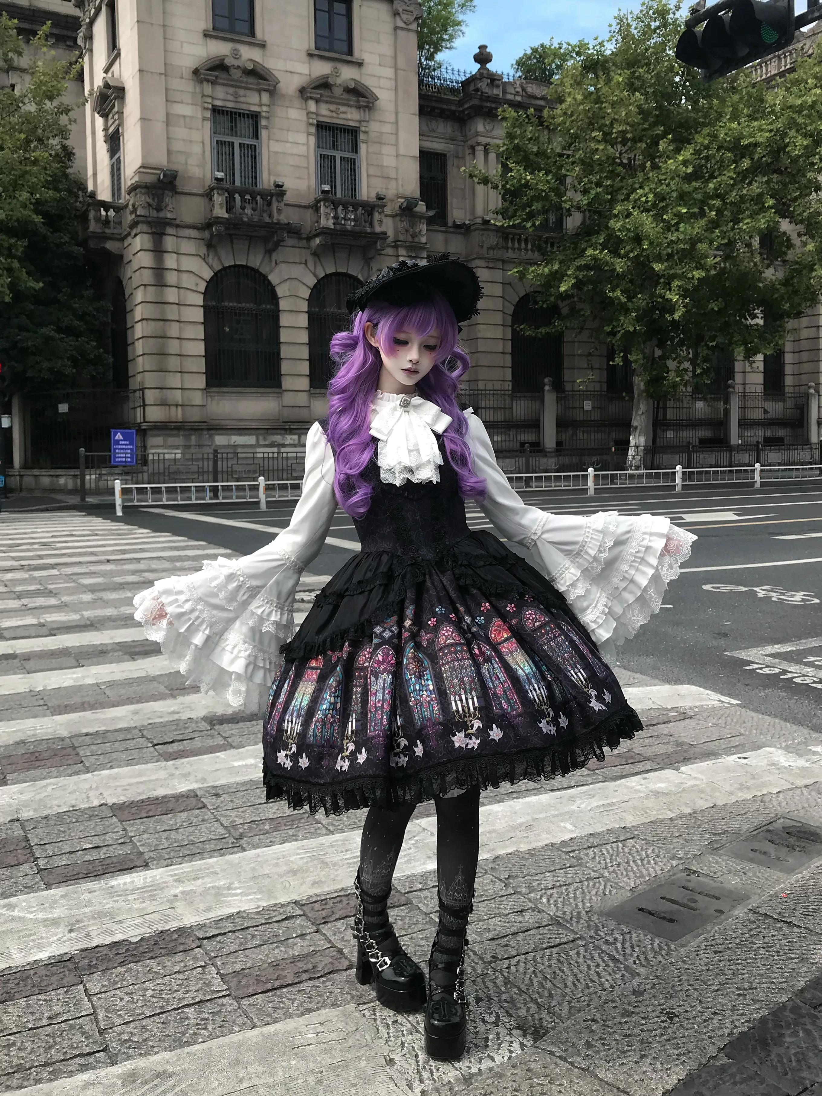 [Deposit] First Generation Witch Original Dark Gothic Stained Glass Cathedral JSK Lolita Dress with Princess Sleeves