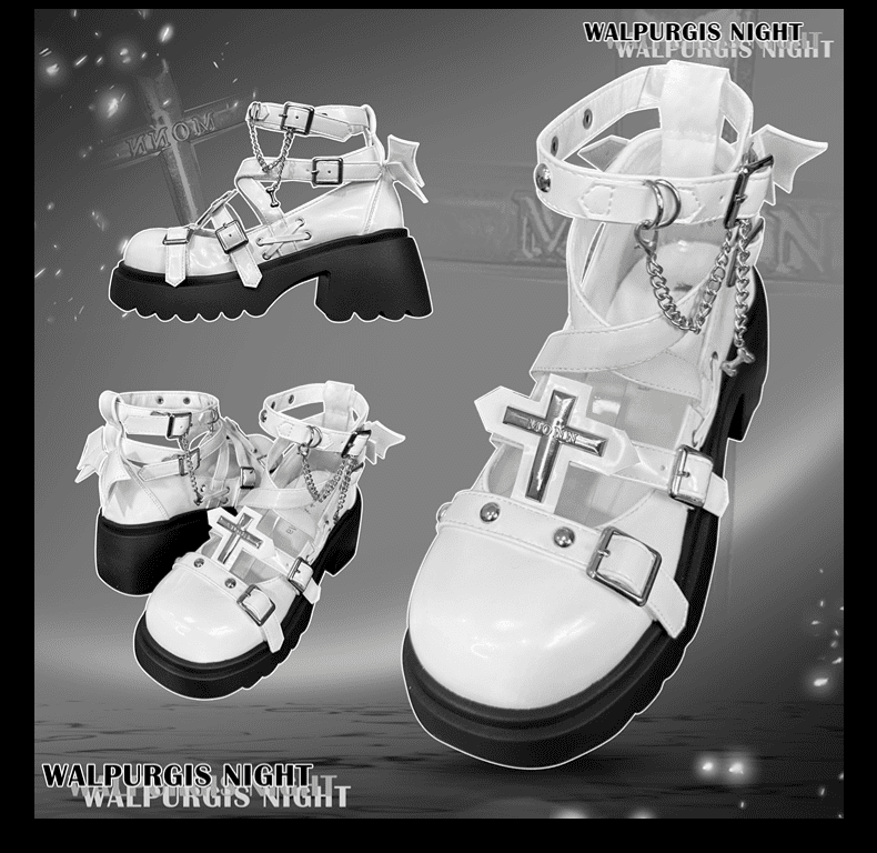 Gothic Girl Y2K Studded High Heels 1308 - LolitaEraBlack Set34Gothic Girl Y2K Studded High Heels 1308