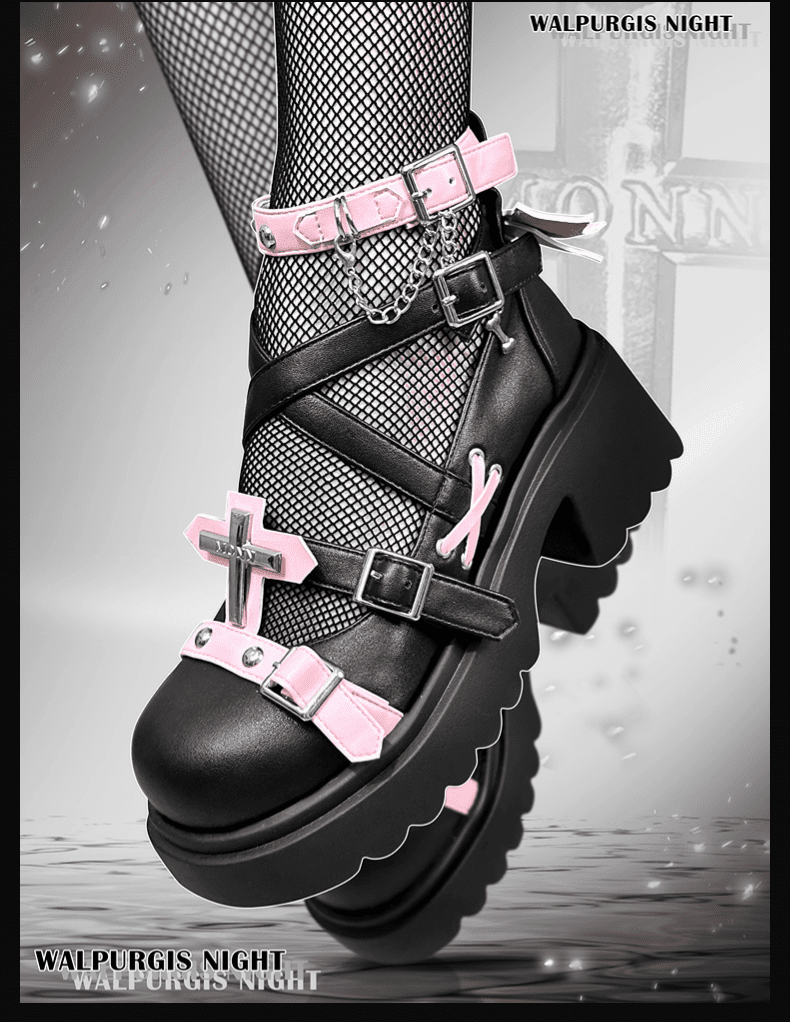 Gothic Girl Y2K Studded High Heels 1308 - LolitaEraBlack Set34Gothic Girl Y2K Studded High Heels 1308