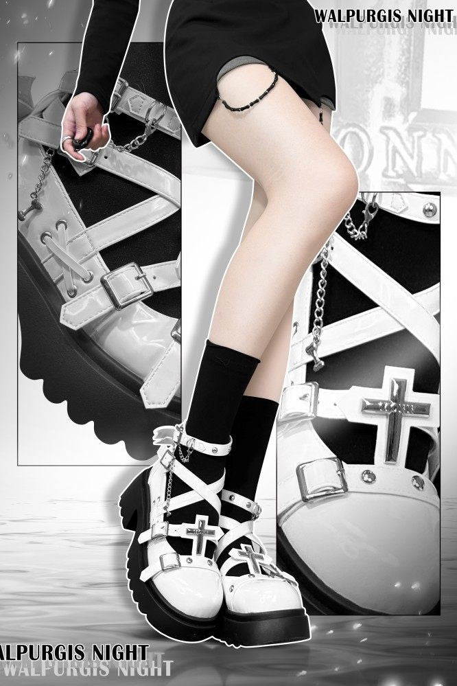 Gothic Girl Y2K Studded High Heels 1308 - LolitaEraBlack Set34Gothic Girl Y2K Studded High Heels 1308