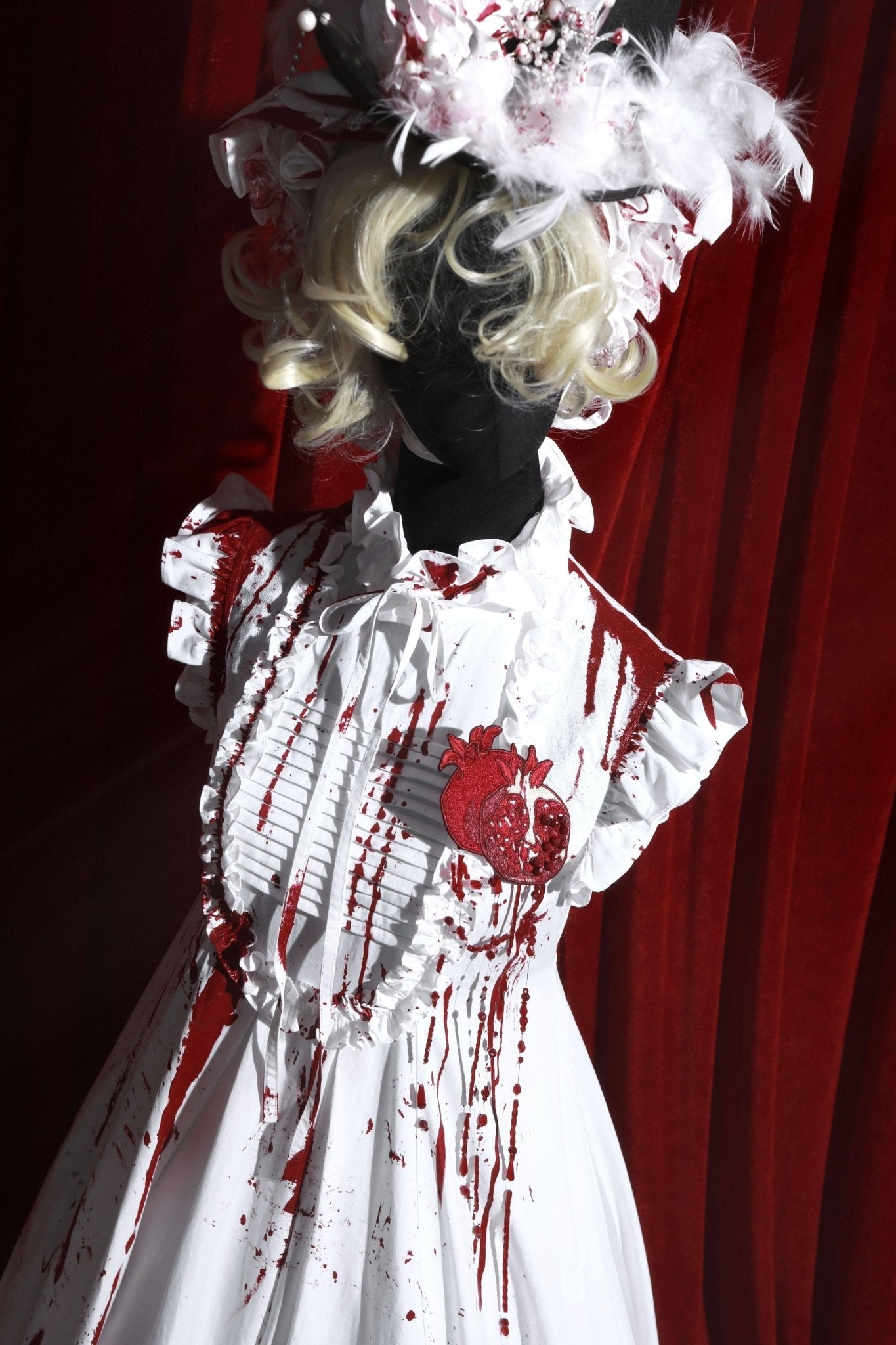 Gothic Lolita Dress with Red Blood Splatter Print - LolitaEraRed SetSGothic Lolita Dress with Red Blood Splatter Print