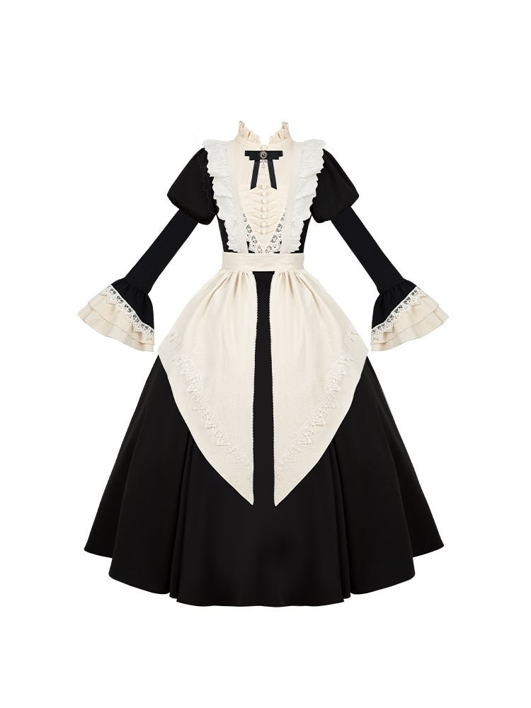 Gothic Nun Black Long and Short OP - LolitaEraLong OP SetSGothic Nun Black Long and Short OP