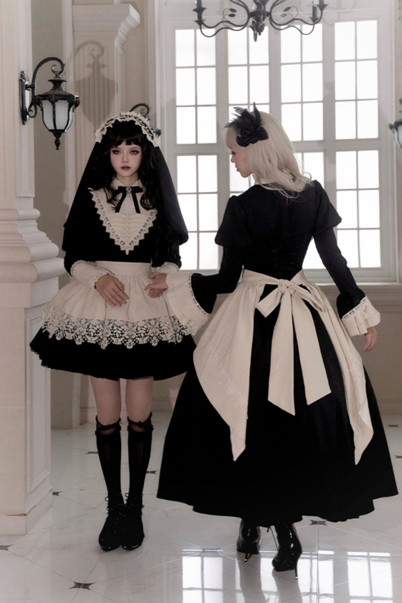 Gothic Nun Black Long and Short OP - LolitaEraShort OP SetSGothic Nun Black Long and Short OP