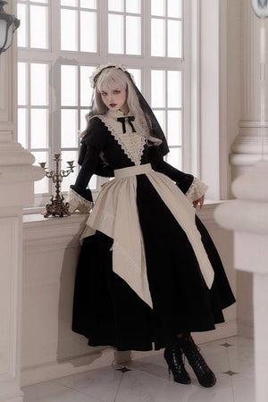 Gothic Nun Black Long and Short OP - LolitaEraShort OP SetSGothic Nun Black Long and Short OP