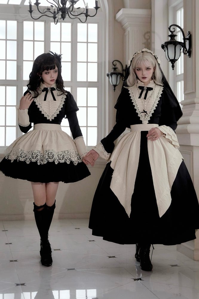Gothic Nun Black Long and Short OP - LolitaEraShort OP SetSGothic Nun Black Long and Short OP
